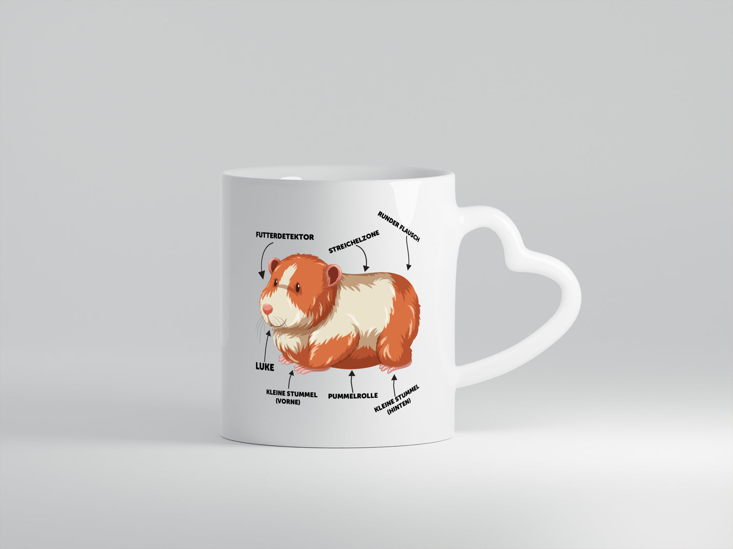 Meerschwein - Herzhenkel Tasse - Kaffeetasse / Geschenk / Familie