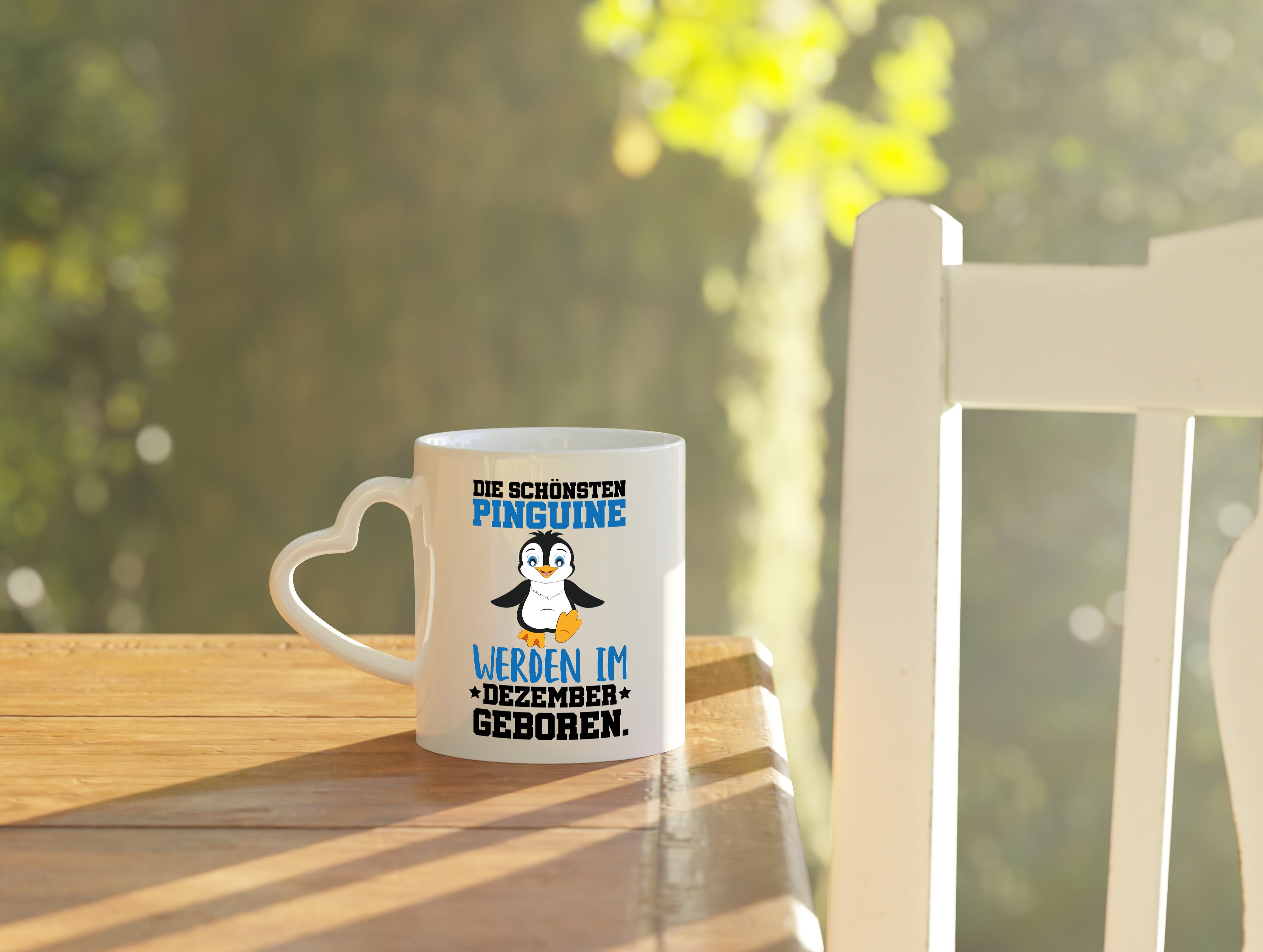 Pinguine Geboren Wunsch Monat - Herzhenkel Tasse - Kaffeetasse / Geschenk / Familie