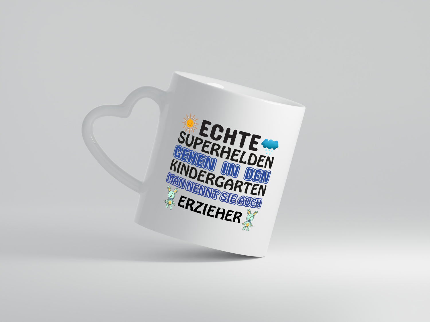 Superheld Erzieher | Tasse Kindergärtner | Kindergarten - Herzhenkel Tasse - Kaffeetasse / Geschenk / Familie