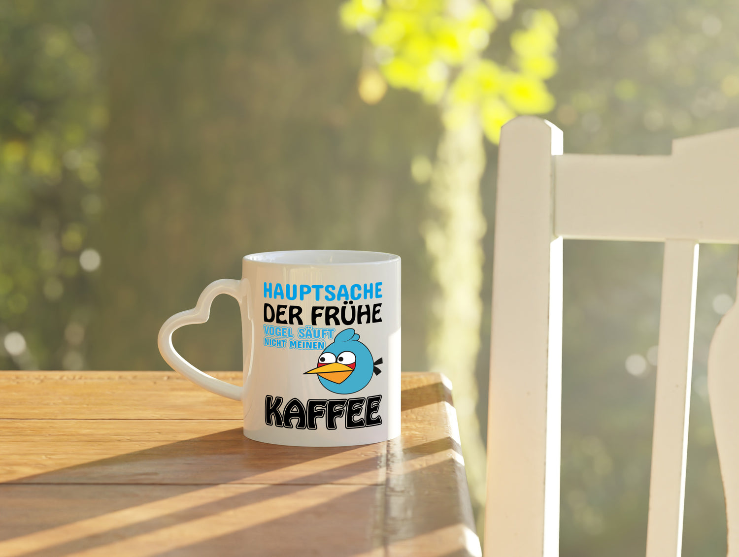 der frühe Vogel säuft nicht meinen Kaffee - Herzhenkel Tasse - Kaffeetasse / Geschenk / Familie