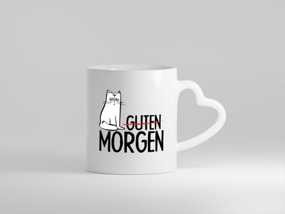 Guten Morgen Katze - Herzhenkel Tasse - Kaffeetasse / Geschenk / Familie