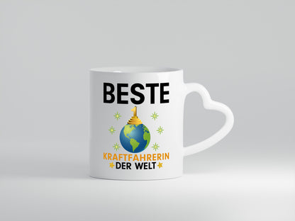 Welt Beste Kraftfahrerin | Lastwagen | LKW Fahrerin - Herzhenkel Tasse - Kaffeetasse / Geschenk / Familie