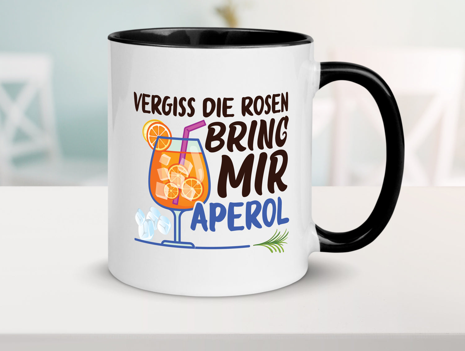 Bring mir Aperol | Rosen | Paar | Party Tasse Weiß - Schwarz - Kaffeetasse / Geschenk / Familie