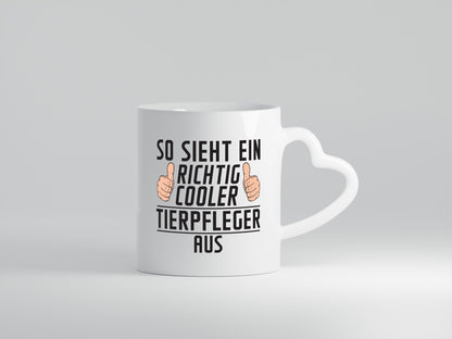 Richtig Cooler Tierpfleger | Pflegeberuf | Tierheim - Herzhenkel Tasse - Kaffeetasse / Geschenk / Familie