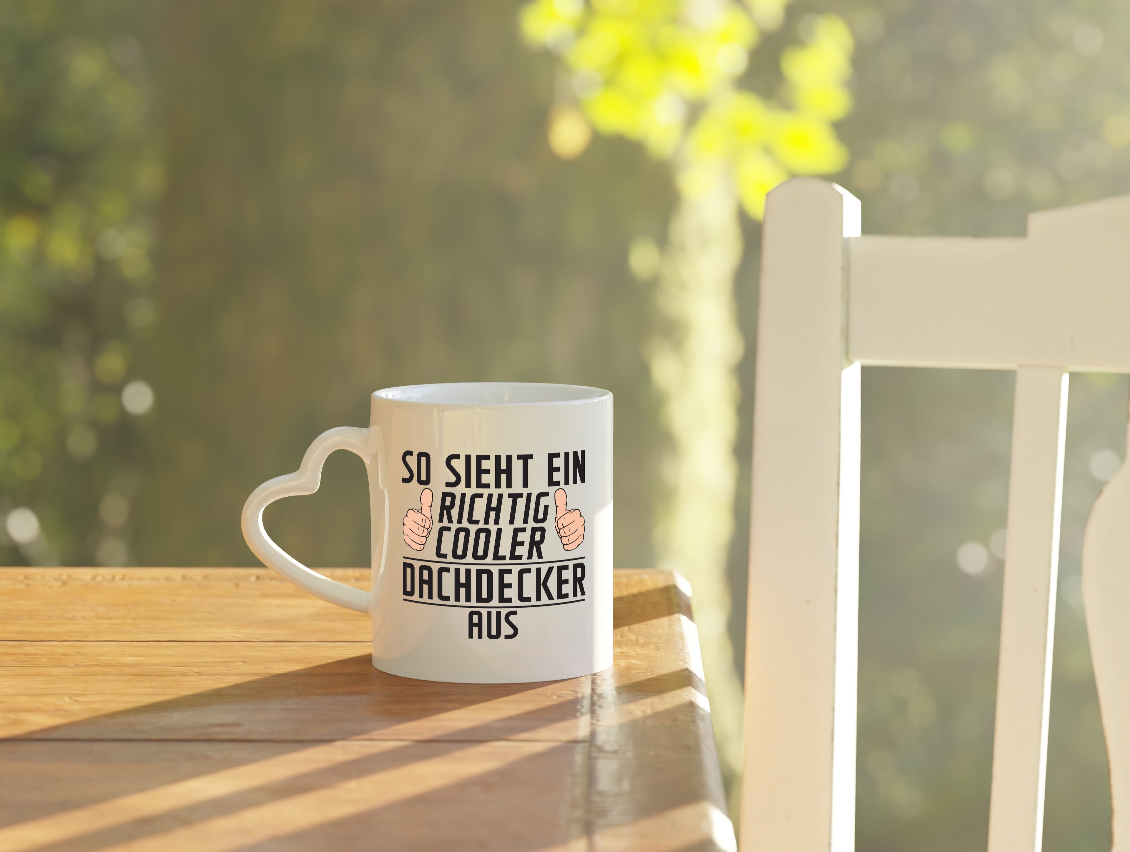 Richtig Cooler Dachdecker | Dachbau | Hausbau - Herzhenkel Tasse - Kaffeetasse / Geschenk / Familie