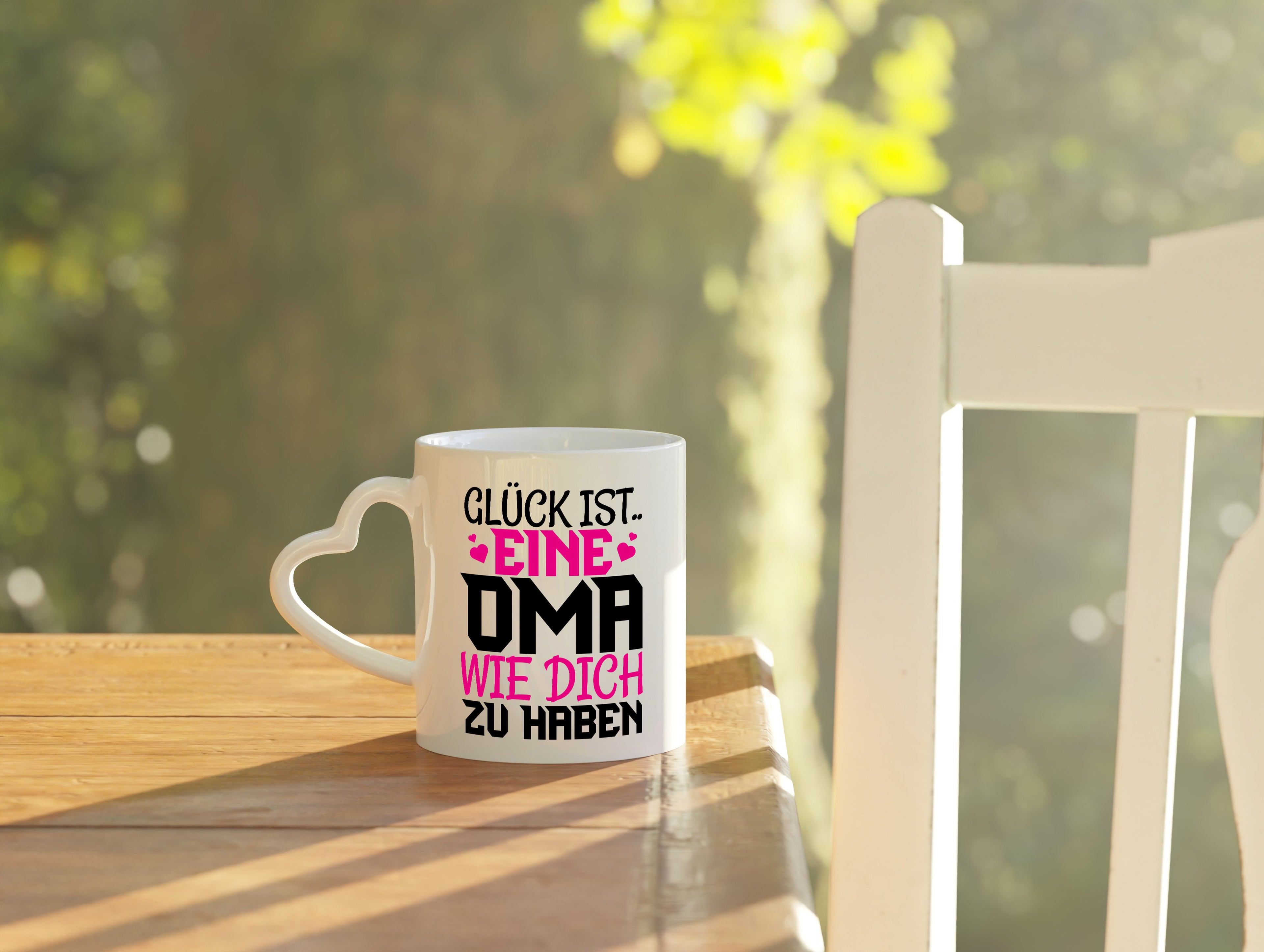 Glücklich dich zu haben Oma - Herzhenkel Tasse - Kaffeetasse / Geschenk / Familie