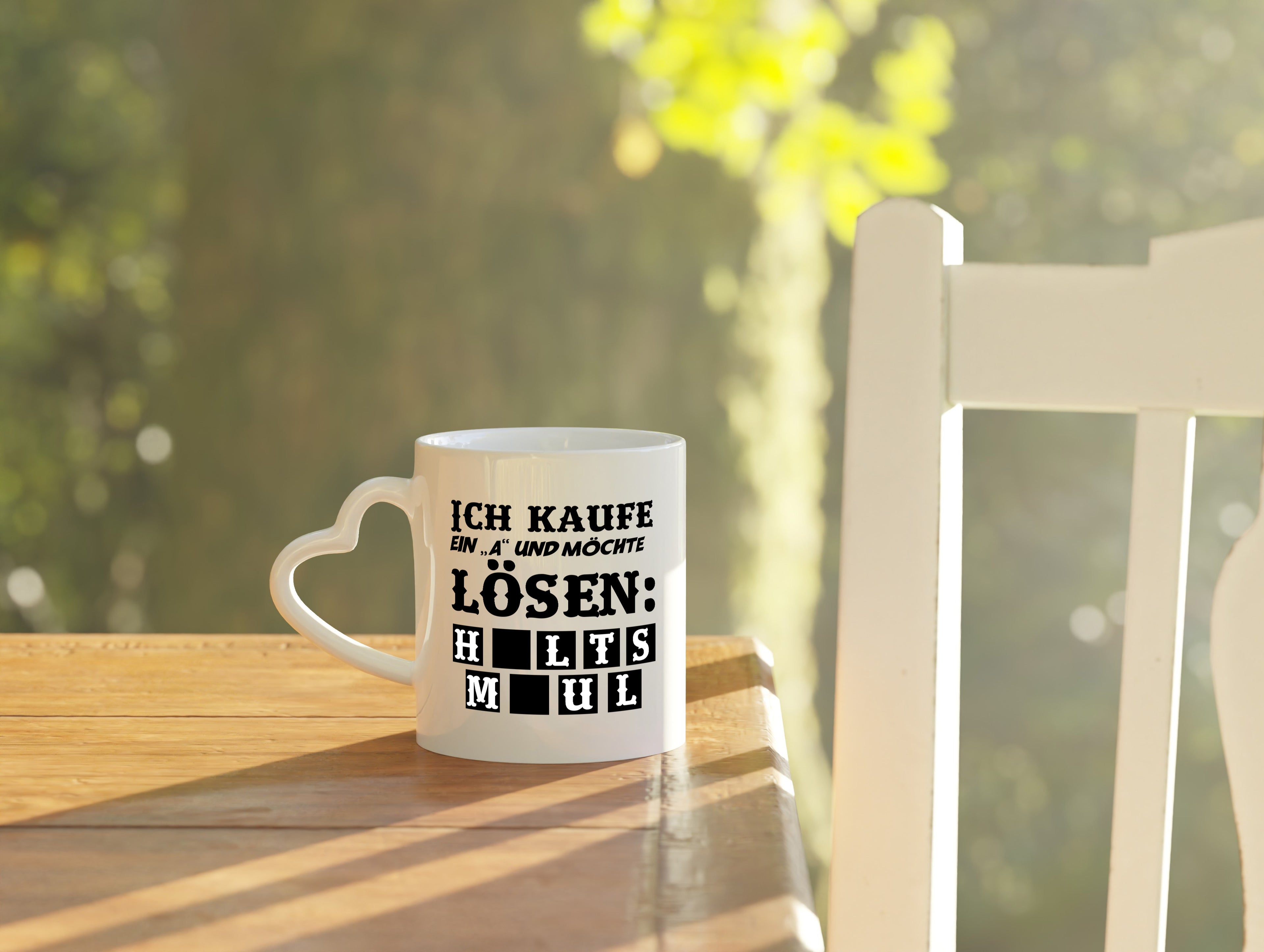 Ich kaufe ein ?A? - Herzhenkel Tasse - Kaffeetasse / Geschenk / Familie