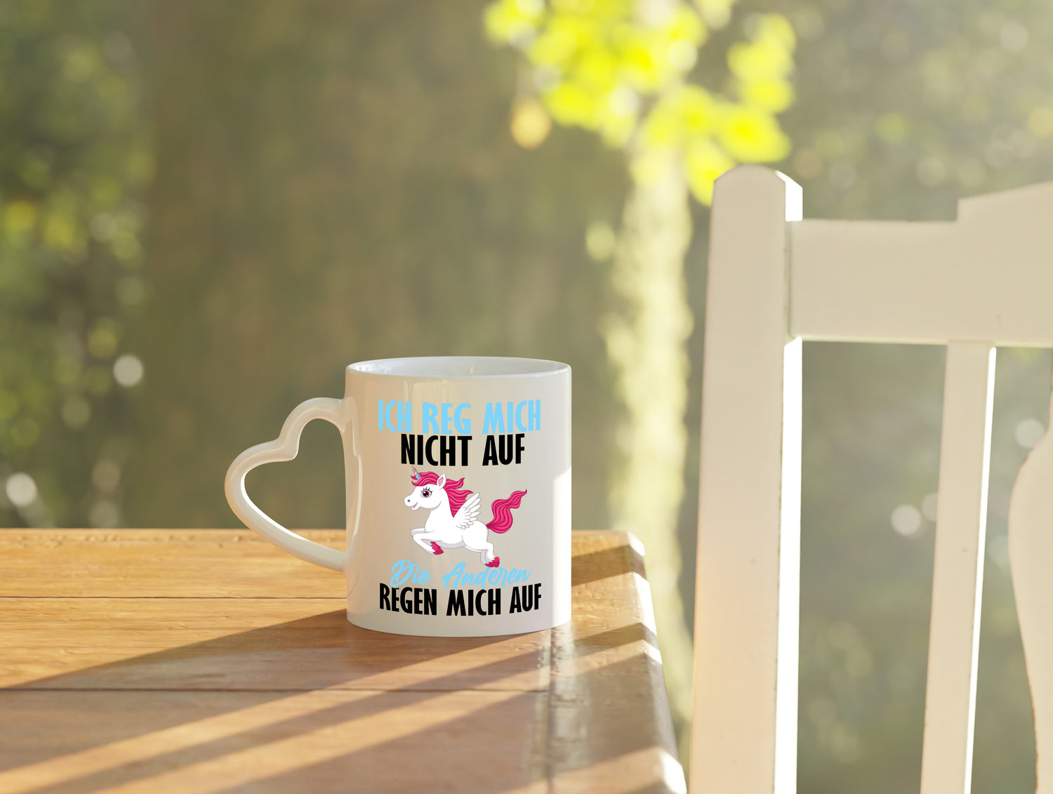 ich reg mich nicht auf - Herzhenkel Tasse - Kaffeetasse / Geschenk / Familie