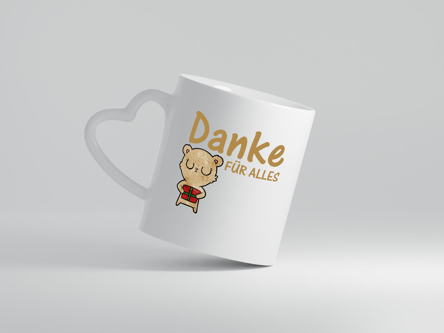 Danke für Alles | Dankeschön Spruch | Bär | Mitbringsel - Herzhenkel Tasse - Kaffeetasse / Geschenk / Familie