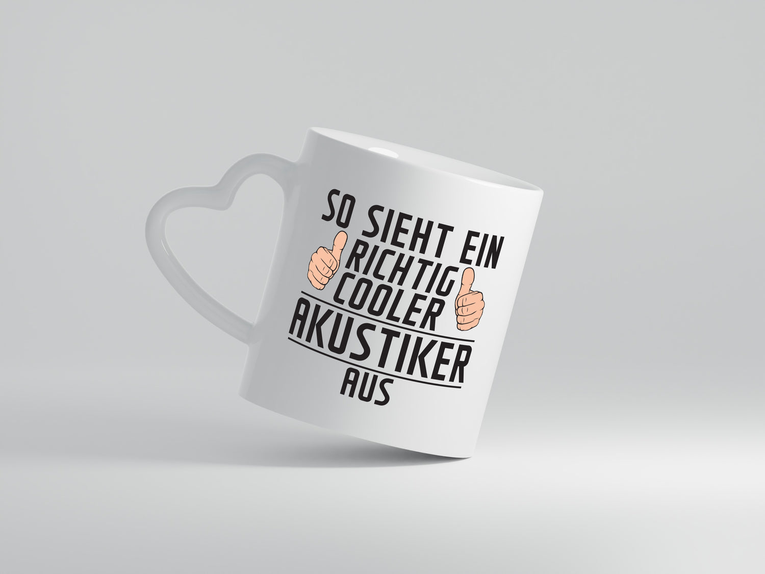 Richtig Cooler Akustiker | Akustik | Hörgeräteakustik - Herzhenkel Tasse - Kaffeetasse / Geschenk / Familie