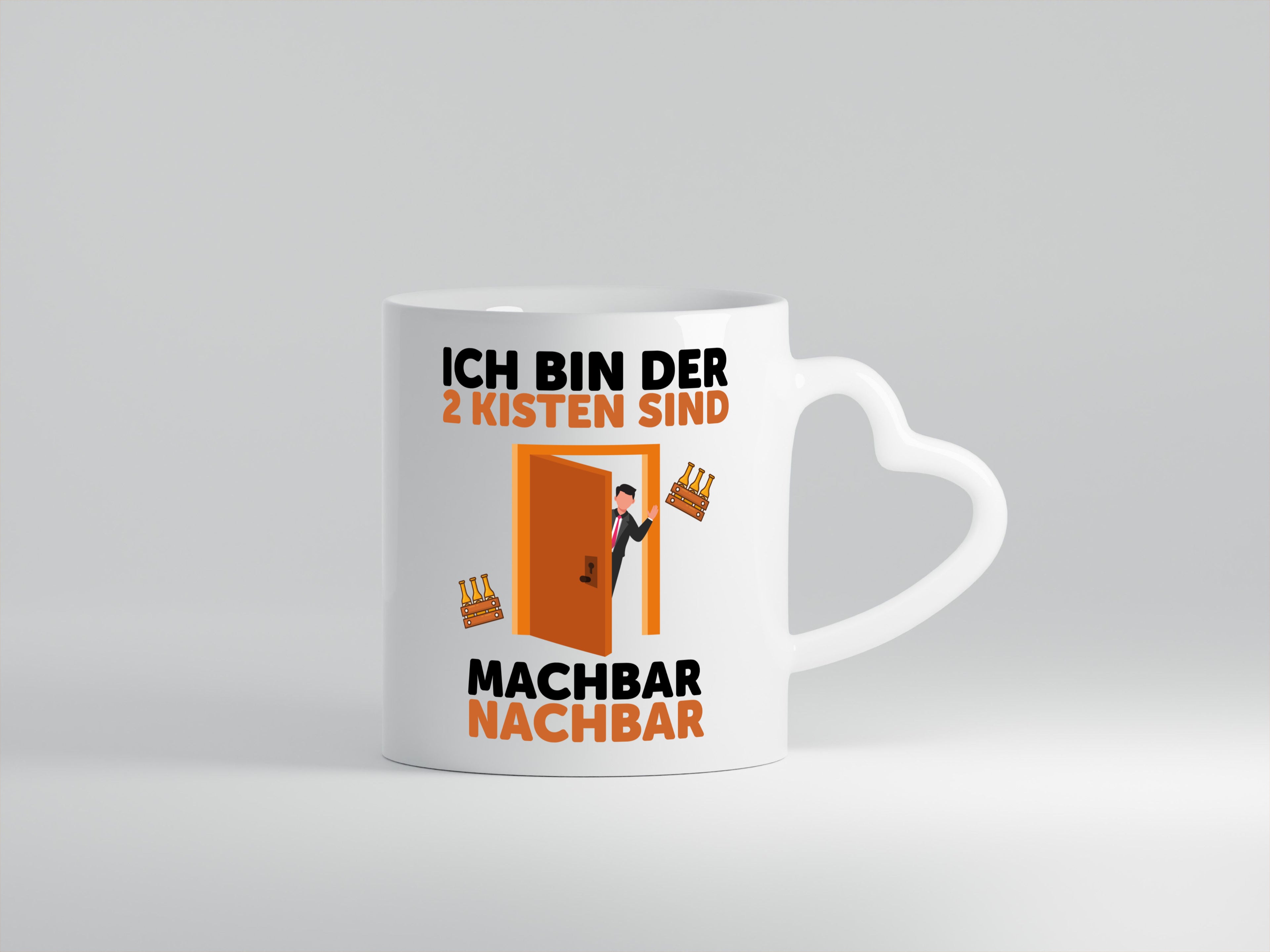 2 Kisten Bier | witziger Spruch | Nachbar | Einweihung - Herzhenkel Tasse - Kaffeetasse / Geschenk / Familie