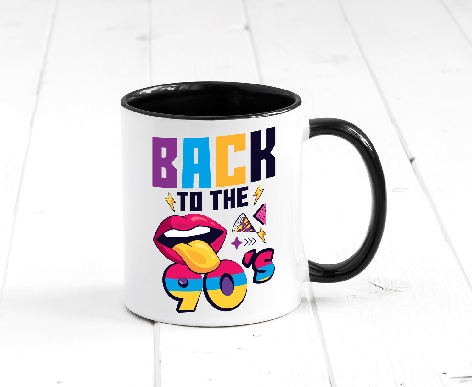 Back to the 90er | 90er Jahre | 90 Jahrgang Tasse Weiß - Schwarz - Kaffeetasse / Geschenk / Familie