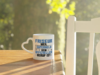 Superheld Friseur | Frisör - Herzhenkel Tasse - Kaffeetasse / Geschenk / Familie