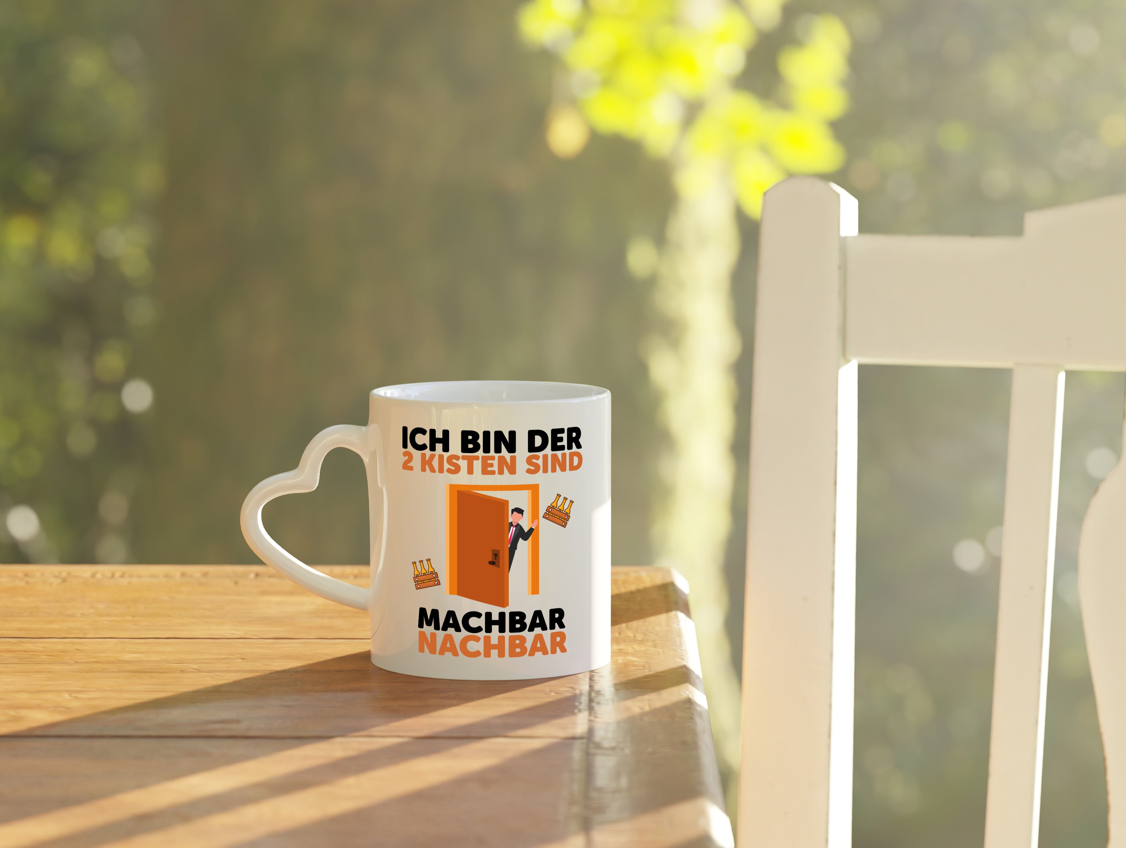 2 Kisten Bier | witziger Spruch | Nachbar | Einweihung - Herzhenkel Tasse - Kaffeetasse / Geschenk / Familie