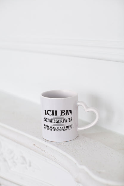 Ich bin Schwiegervater | Vater Tasse | lustiger Spruch - Herzhenkel Tasse - Kaffeetasse / Geschenk / Familie