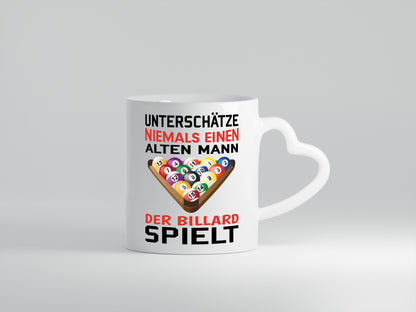 Billardspieler Humor | Männer Tasse | Billard spielen - Herzhenkel Tasse - Kaffeetasse / Geschenk / Familie