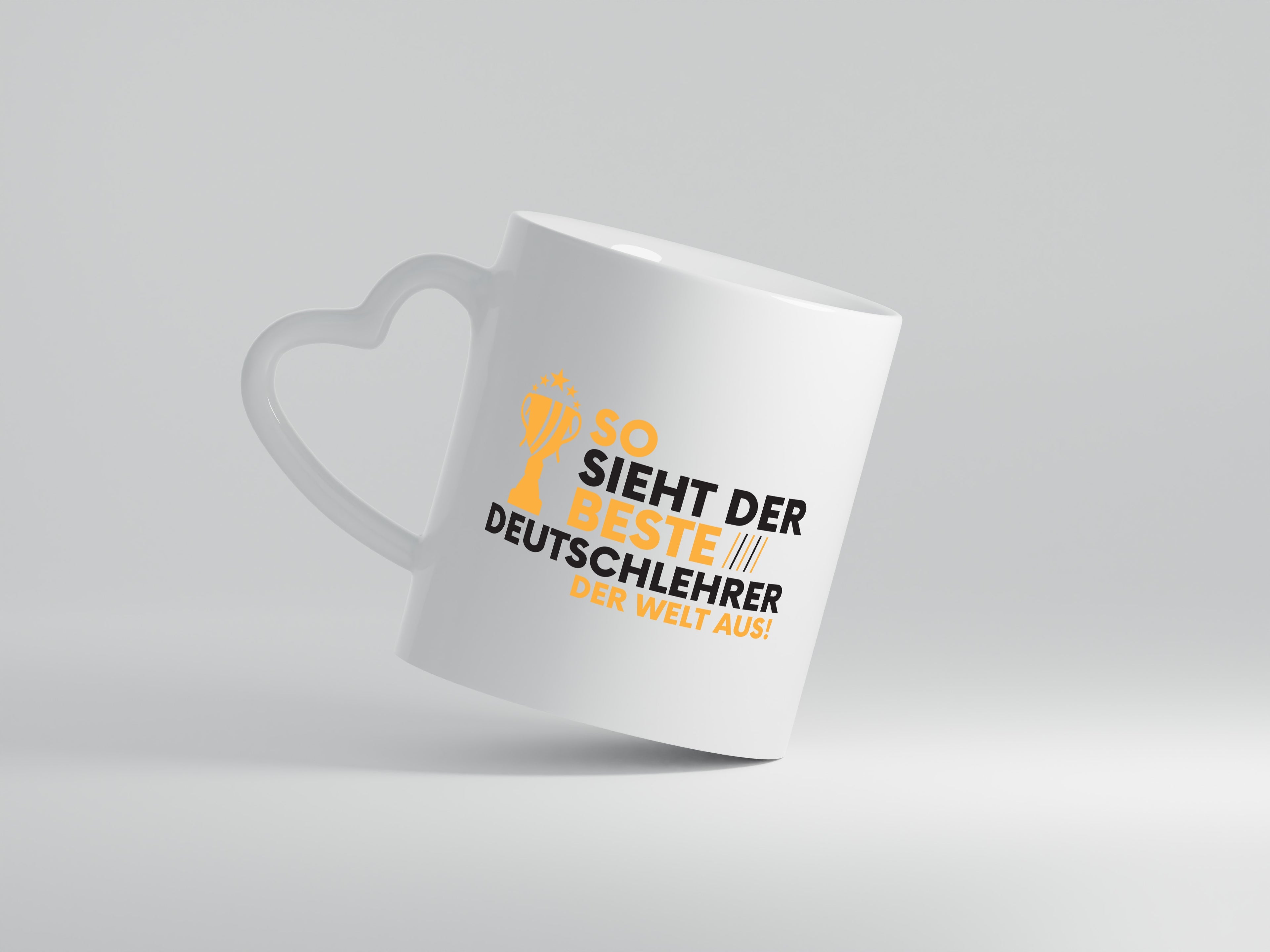 Der Weltbeste Deutschlehrer | Lehrer | Schule - Herzhenkel Tasse - Kaffeetasse / Geschenk / Familie