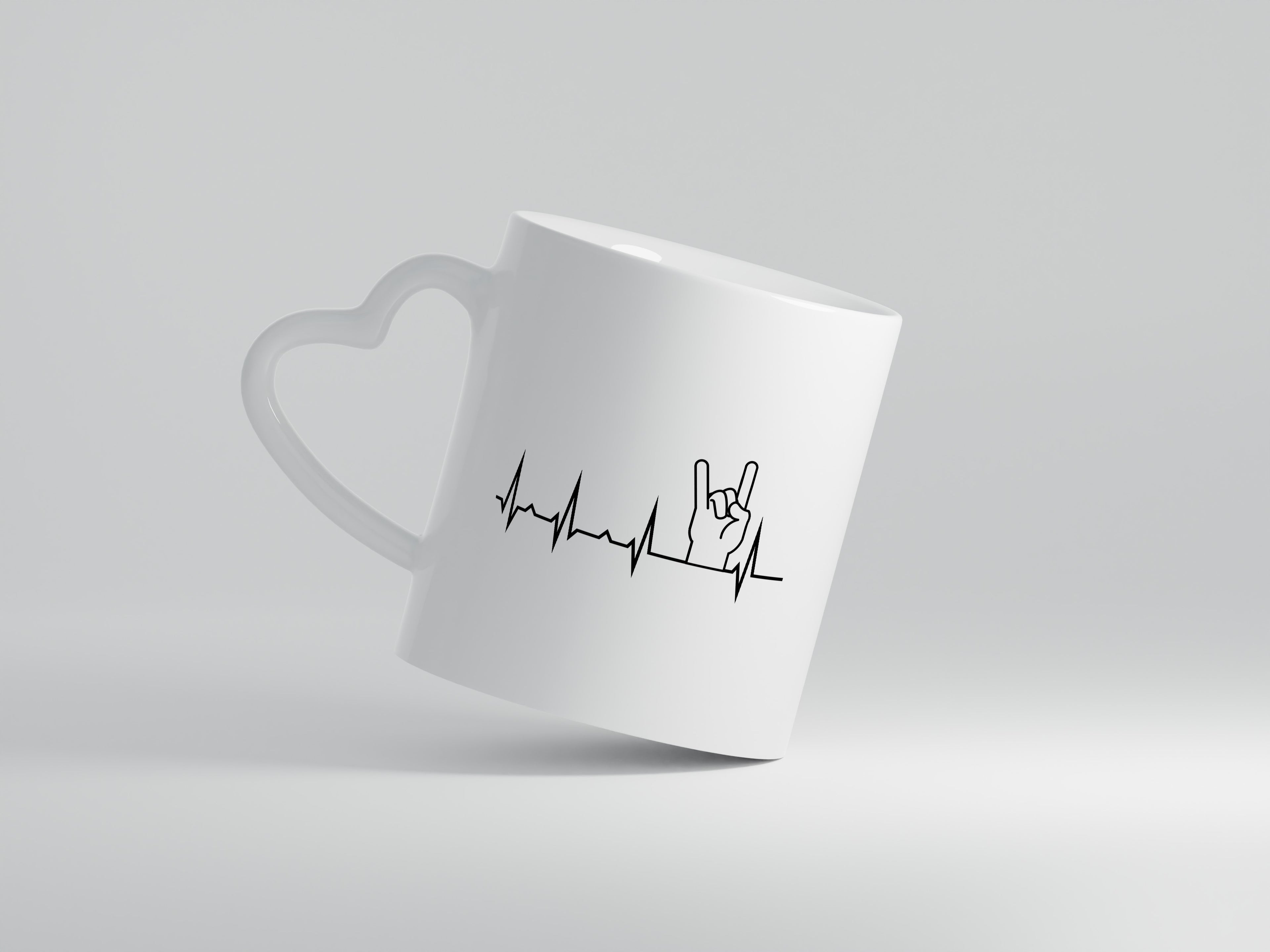 Heavy Metal Motiv | Rocker | Musiker | Rock Musik - Herzhenkel Tasse - Kaffeetasse / Geschenk / Familie