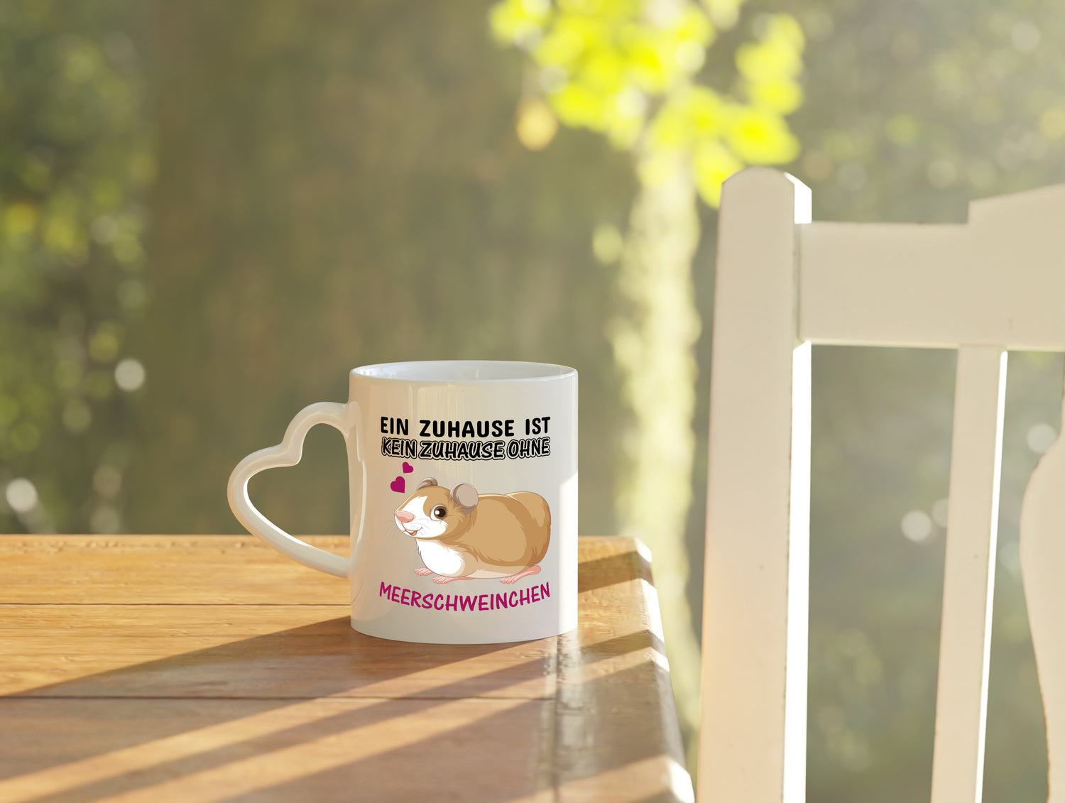 Ohne Meerschweinchen kein Zuhause - Herzhenkel Tasse - Kaffeetasse / Geschenk / Familie