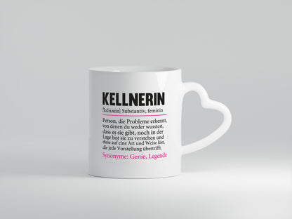 Kellnerin | lustig Spruch | Beruf kellnern | Bedienung - Herzhenkel Tasse - Kaffeetasse / Geschenk / Familie