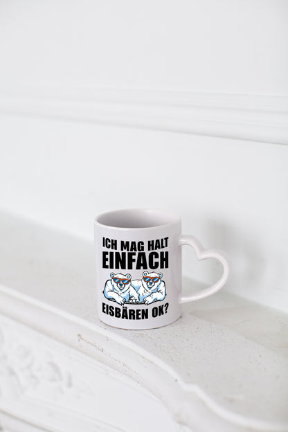 Ich mag Eisbären - Herzhenkel Tasse - Kaffeetasse / Geschenk / Familie