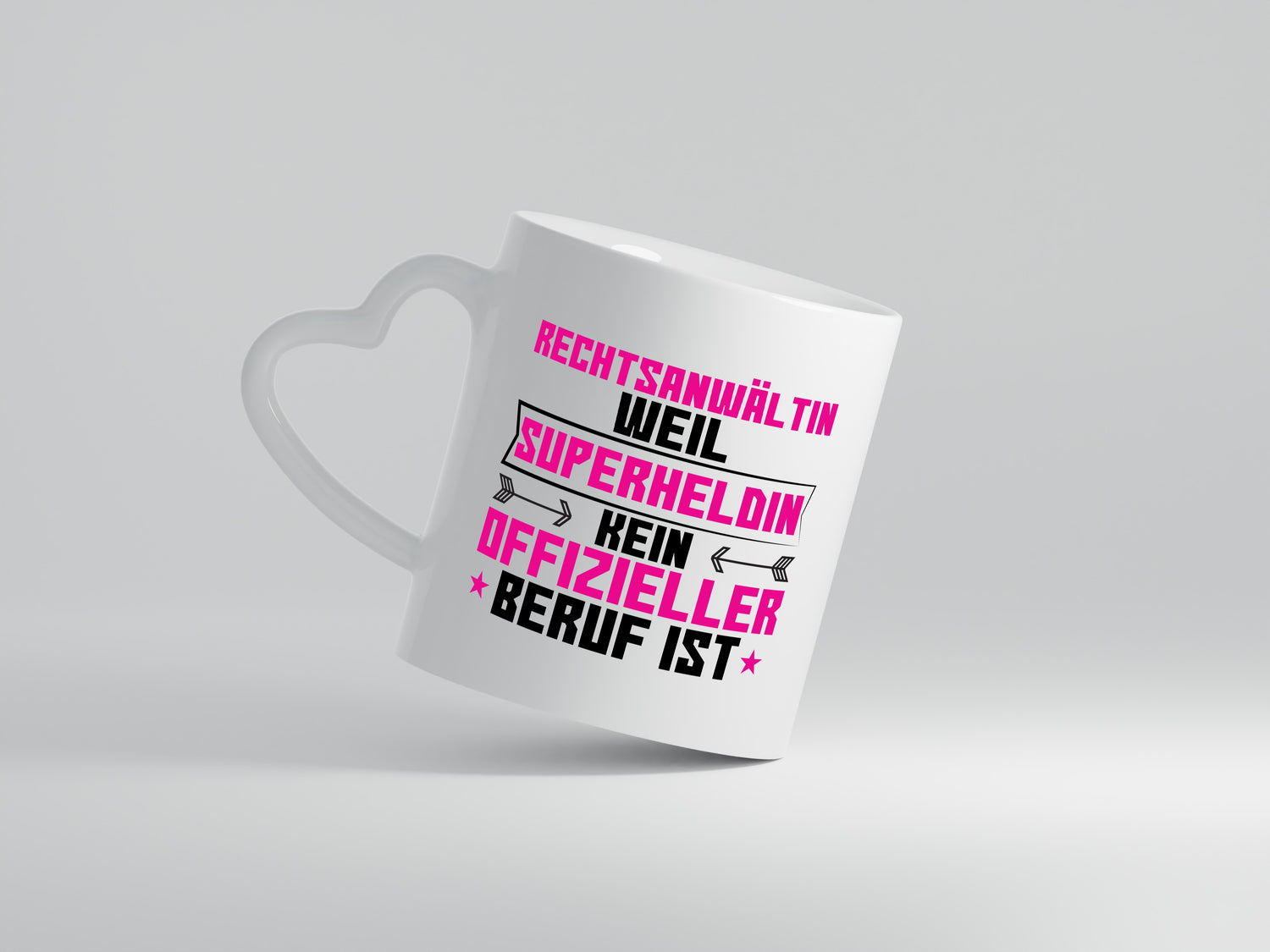 Superheldin Rechtsanwältin | Jurstin | Anwältin | - Herzhenkel Tasse - Kaffeetasse / Geschenk / Familie