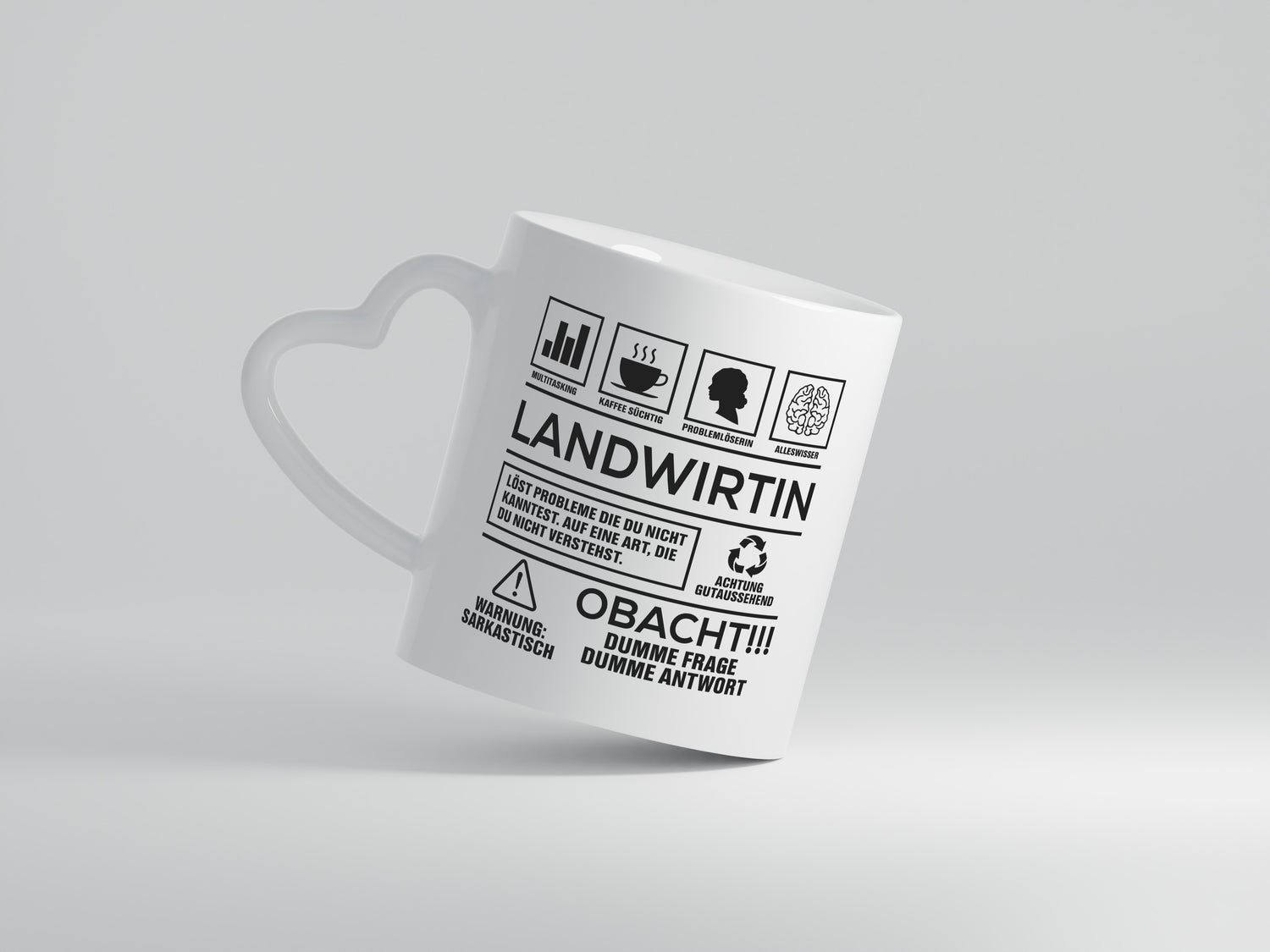 Achtung Probleme Landwirtin| Bäuerin | Landwirtschaft - Herzhenkel Tasse - Kaffeetasse / Geschenk / Familie