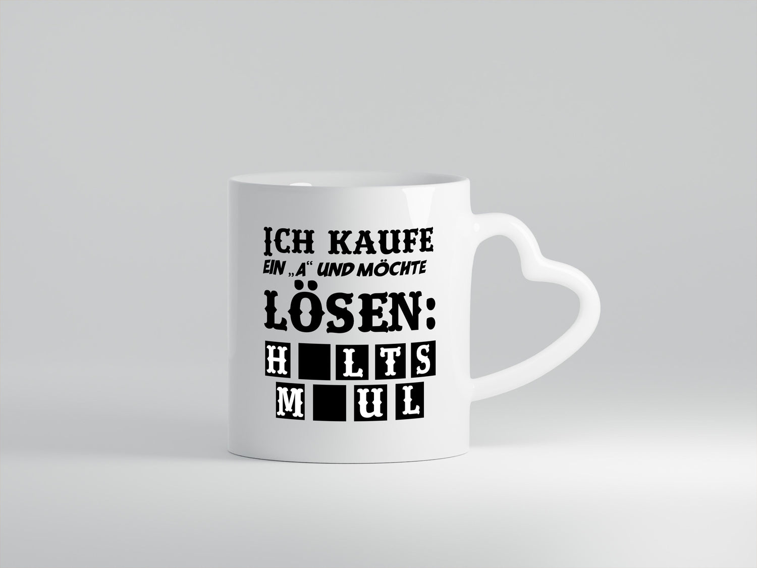 Ich kaufe ein ?A? - Herzhenkel Tasse - Kaffeetasse / Geschenk / Familie