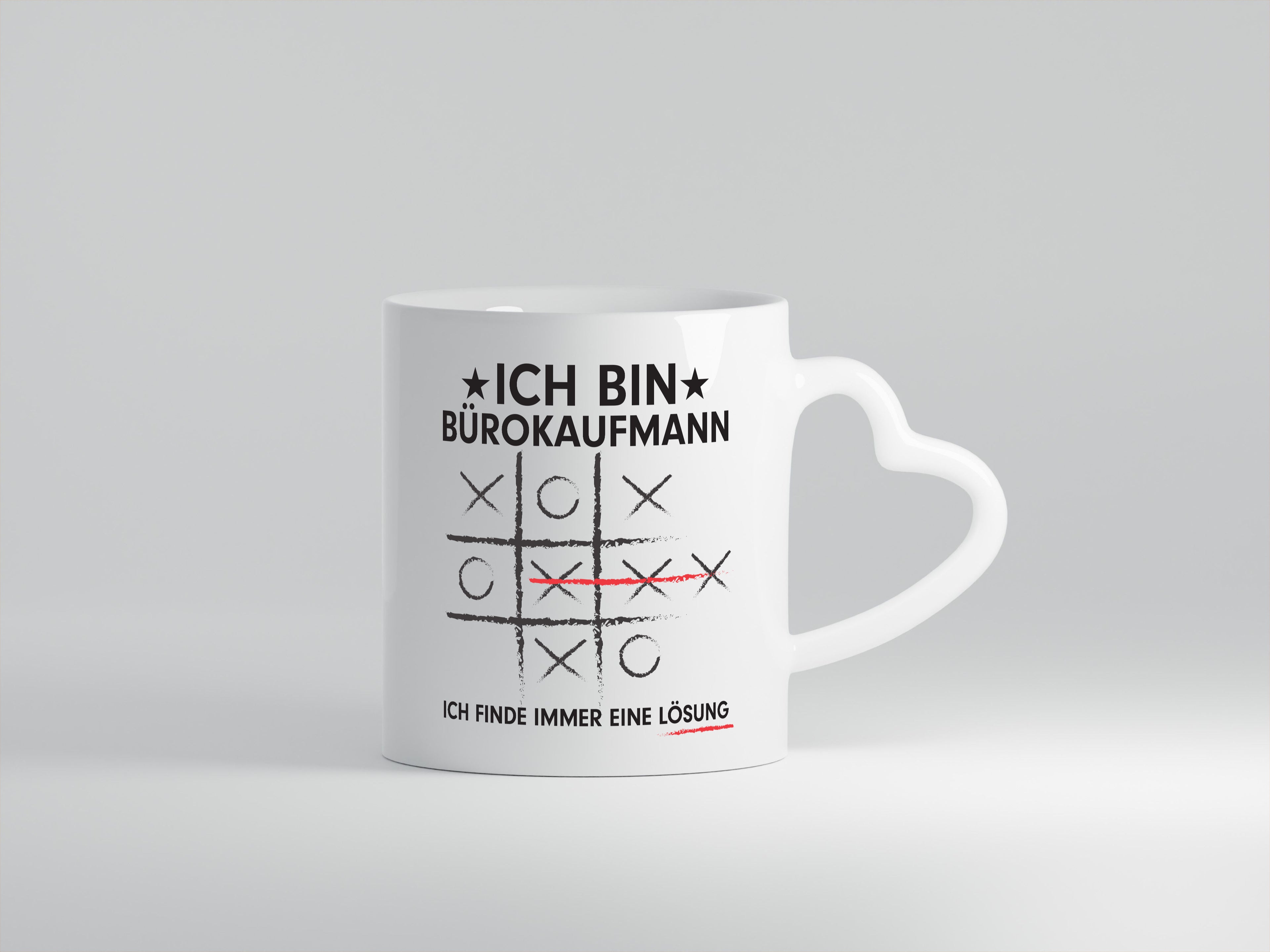 Lösung Finden: Bürokaufmann | Kaufmann - Herzhenkel Tasse - Kaffeetasse / Geschenk / Familie