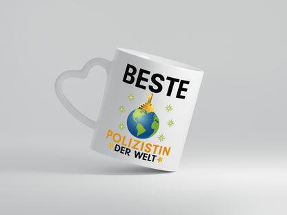 Welt Beste Polizistin | Beruf Polizei - Herzhenkel Tasse - Kaffeetasse / Geschenk / Familie