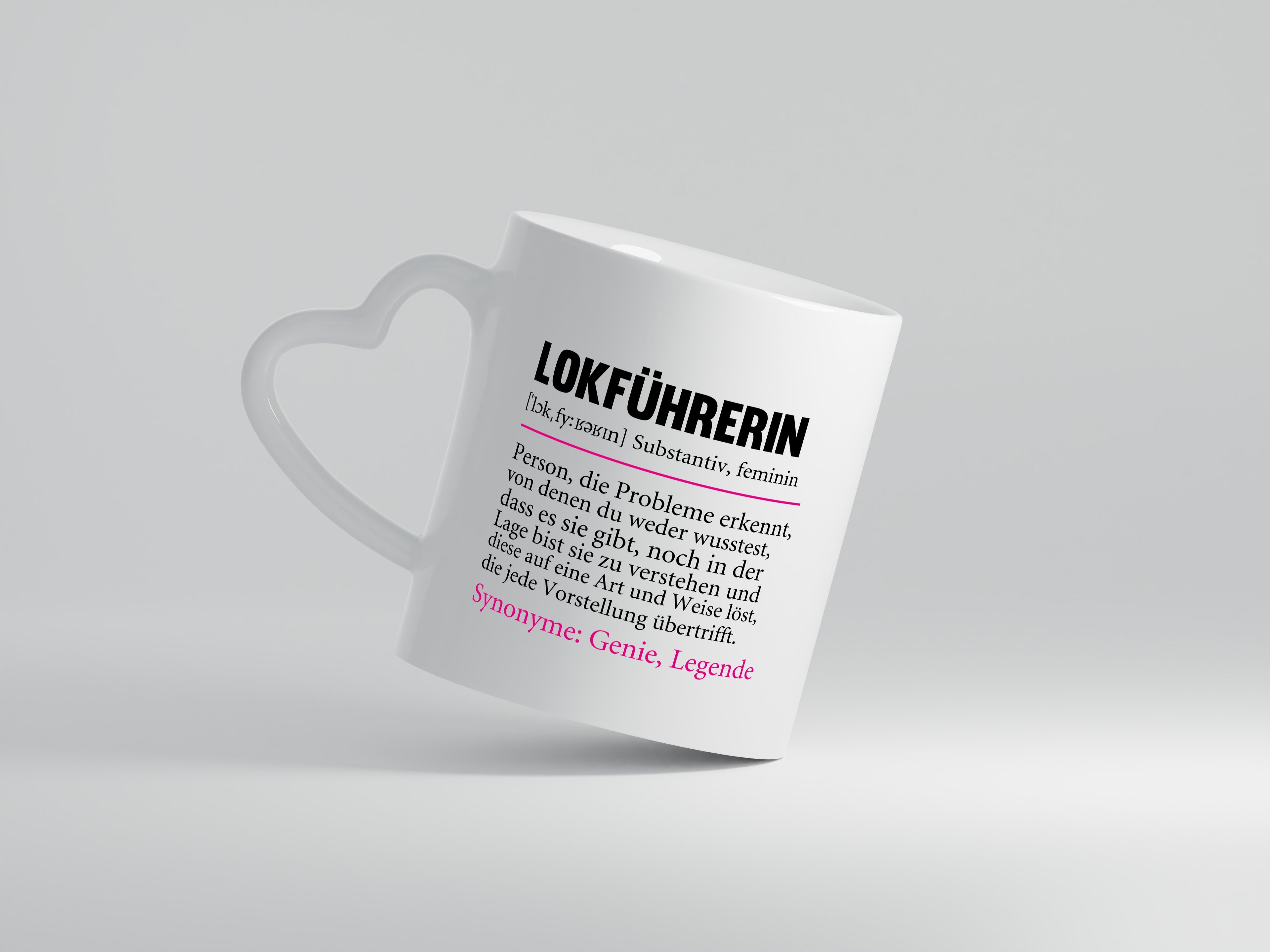 Lokführerin | Spruchtasse lustig | Spruch | Zug | Beruf - Herzhenkel Tasse - Kaffeetasse / Geschenk / Familie