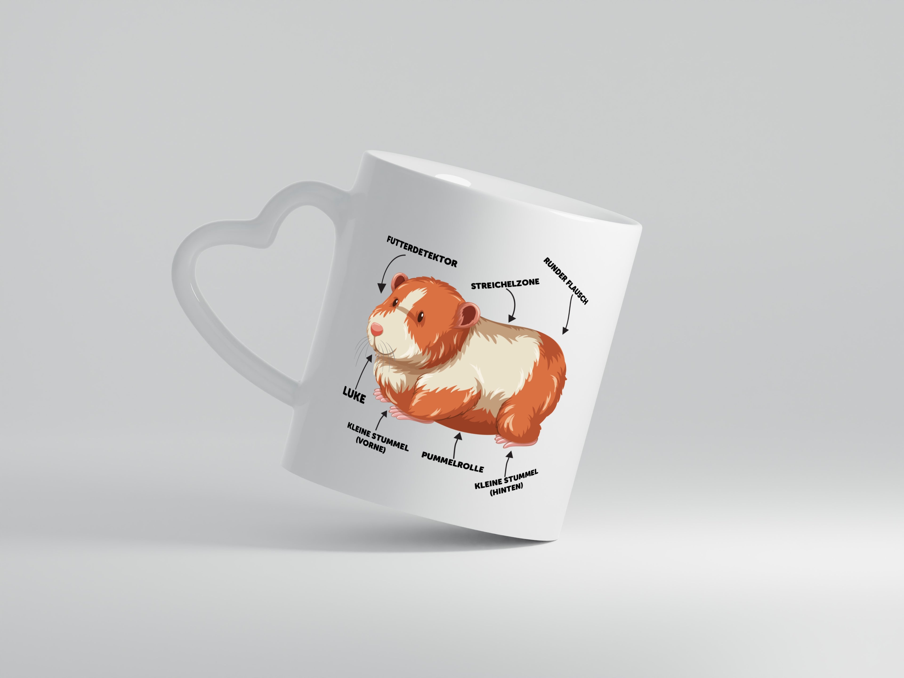 Meerschwein - Herzhenkel Tasse - Kaffeetasse / Geschenk / Familie