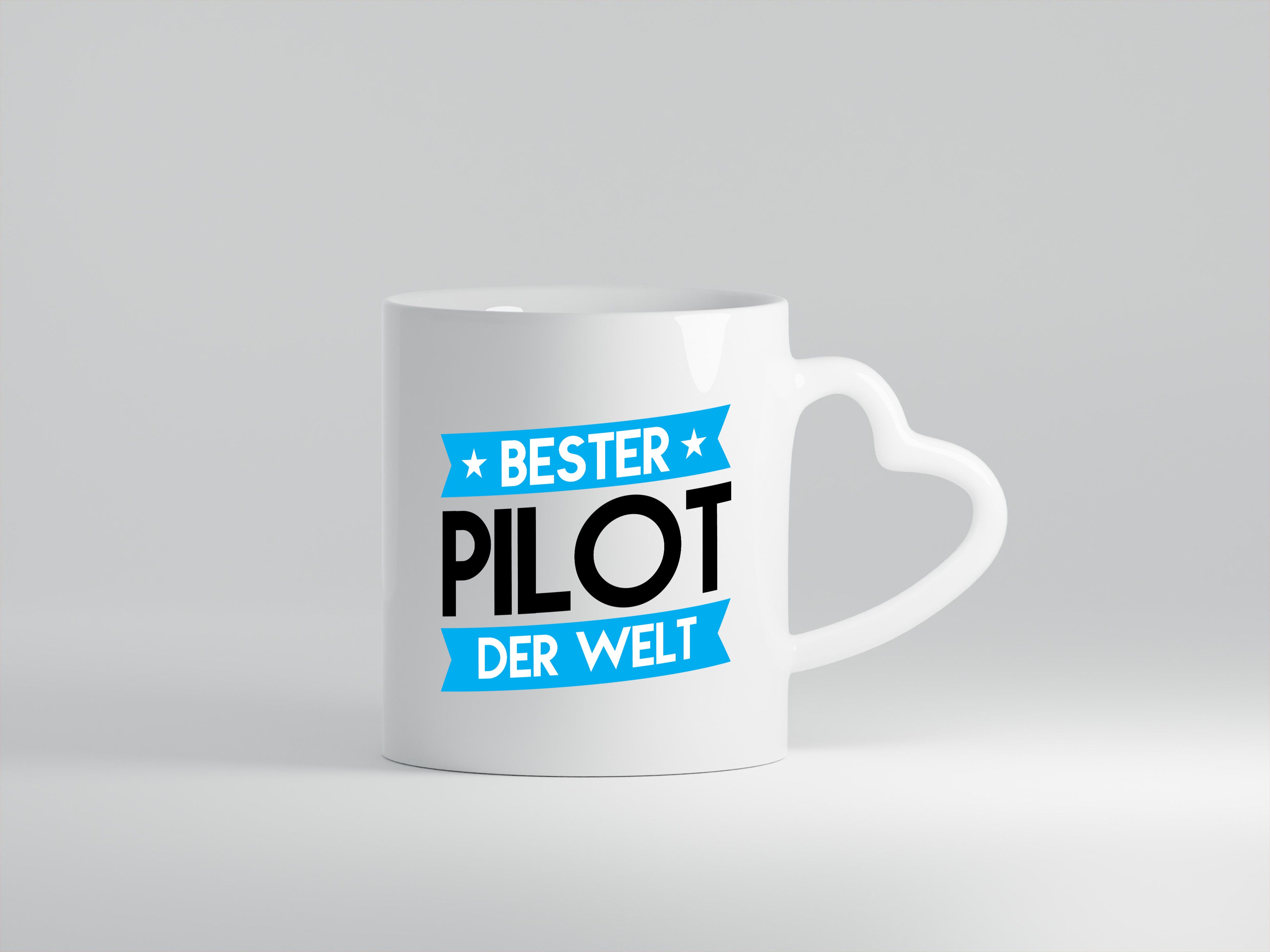 Bester Pilot | Flugzeug | Piloten - Herzhenkel Tasse - Kaffeetasse / Geschenk / Familie