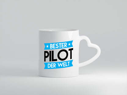 Bester Pilot | Flugzeug | Piloten - Herzhenkel Tasse - Kaffeetasse / Geschenk / Familie