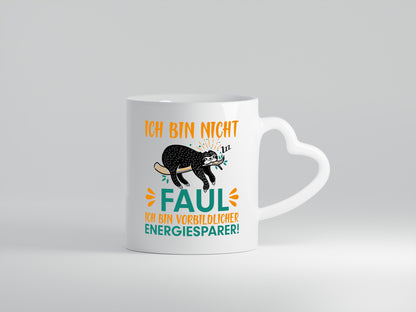 Fauler Energiesparer | Faultier Tasse | Faulpelz Humor - Herzhenkel Tasse - Kaffeetasse / Geschenk / Familie