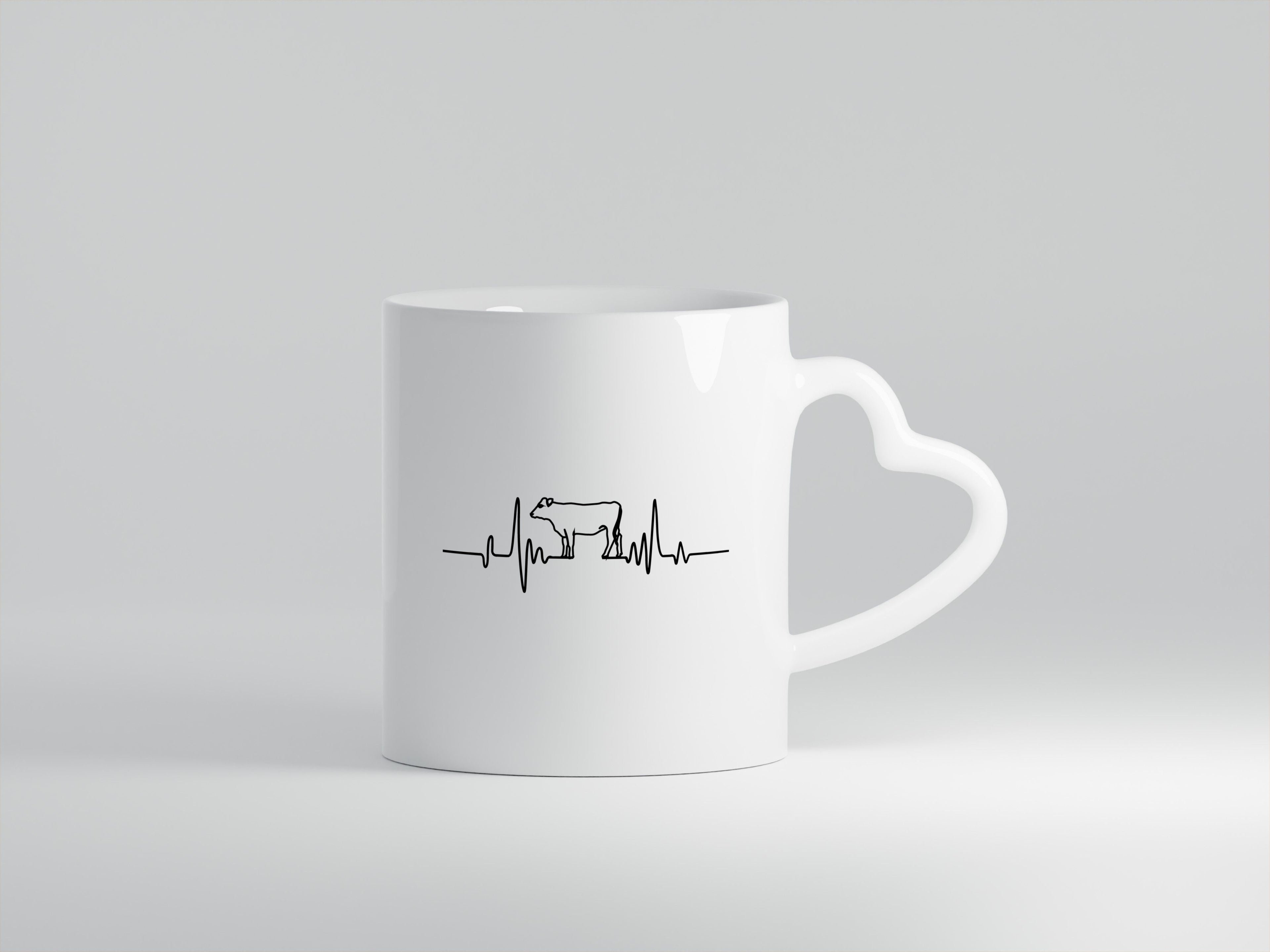 Kuh Herzschlag | Bauer | Kühe | Landwirt | Tier - Herzhenkel Tasse - Kaffeetasse / Geschenk / Familie