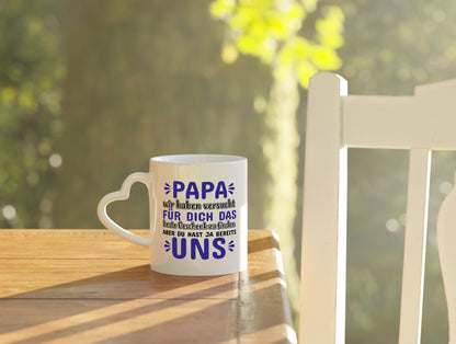 Papa Tasse | Spruch Vater | Kinder Humor | Vatertag - Herzhenkel Tasse - Kaffeetasse / Geschenk / Familie