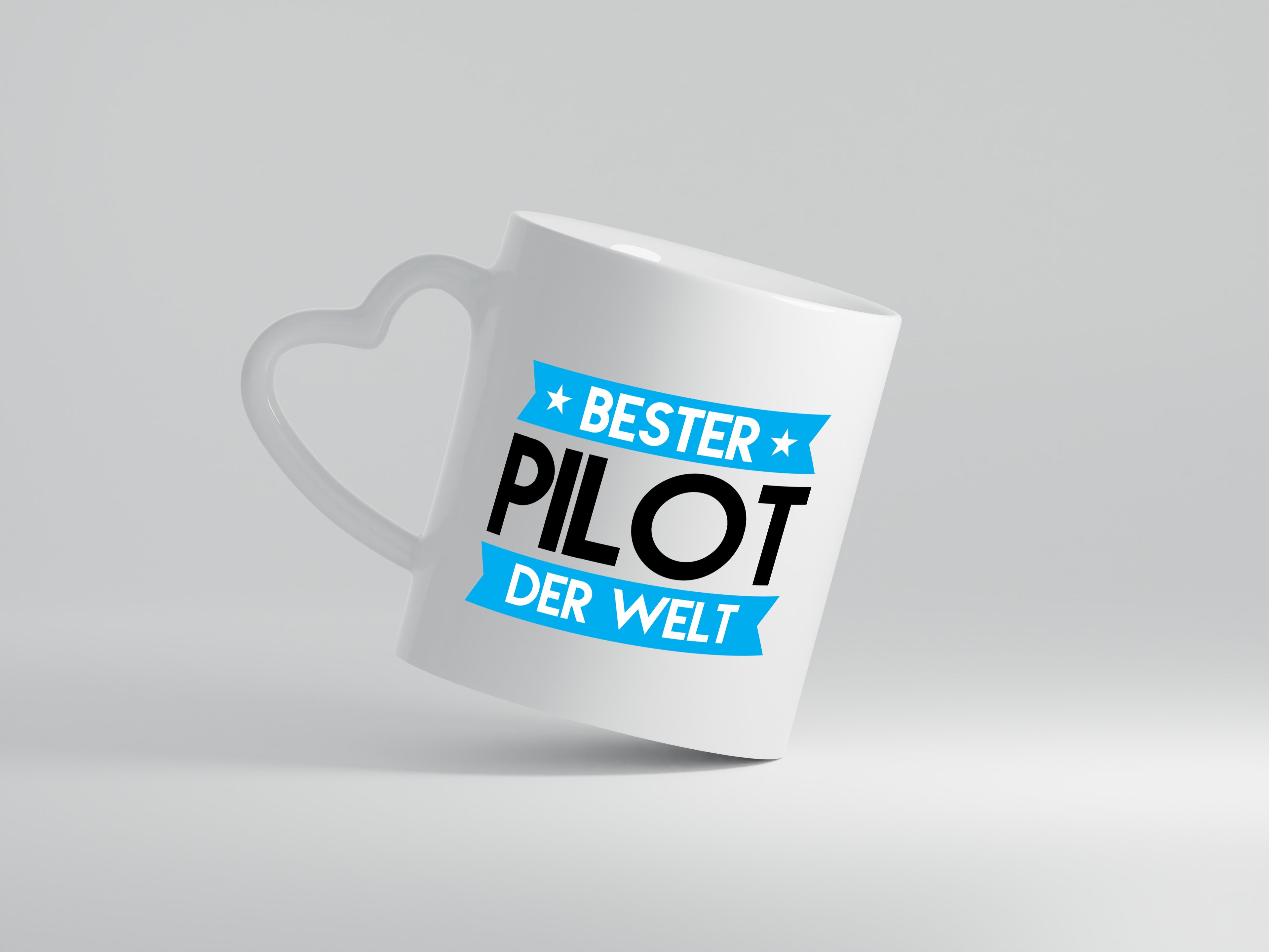 Bester Pilot | Flugzeug | Piloten - Herzhenkel Tasse - Kaffeetasse / Geschenk / Familie