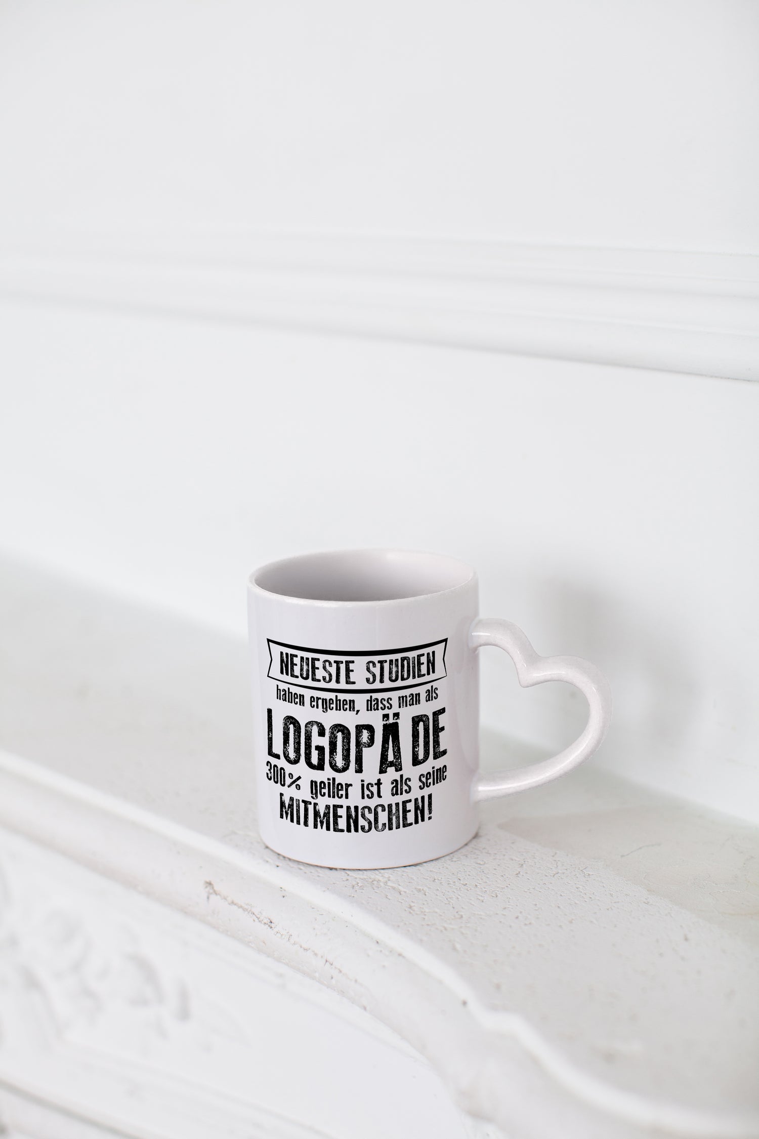 Neuste Studien: Logopäde | Sprachtherapie - Herzhenkel Tasse - Kaffeetasse / Geschenk / Familie