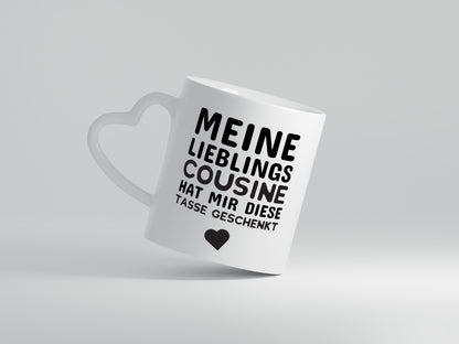 Lieblingscousine | Cousine Tasse | Cousinen Humor - Herzhenkel Tasse - Kaffeetasse / Geschenk / Familie