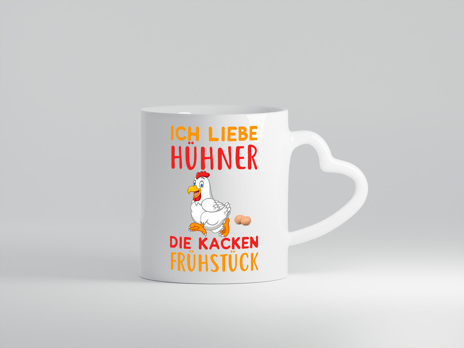 Ich liebe Hühner | Spruch Tasse | Bauernhof | Humor - Herzhenkel Tasse - Kaffeetasse / Geschenk / Familie