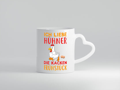 Ich liebe Hühner | Spruch Tasse | Bauernhof | Humor - Herzhenkel Tasse - Kaffeetasse / Geschenk / Familie