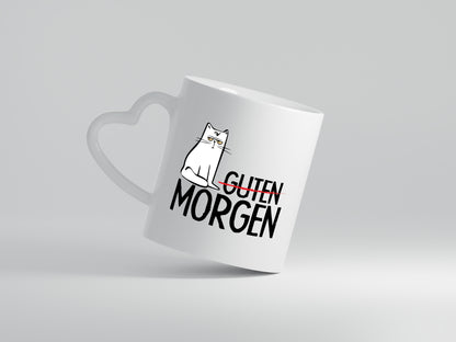 Guten Morgen Katze - Herzhenkel Tasse - Kaffeetasse / Geschenk / Familie