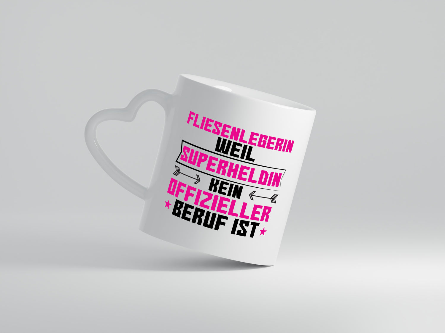 Superheldin Fliesenlegerin | Fliesenlegen | Bau - Herzhenkel Tasse - Kaffeetasse / Geschenk / Familie