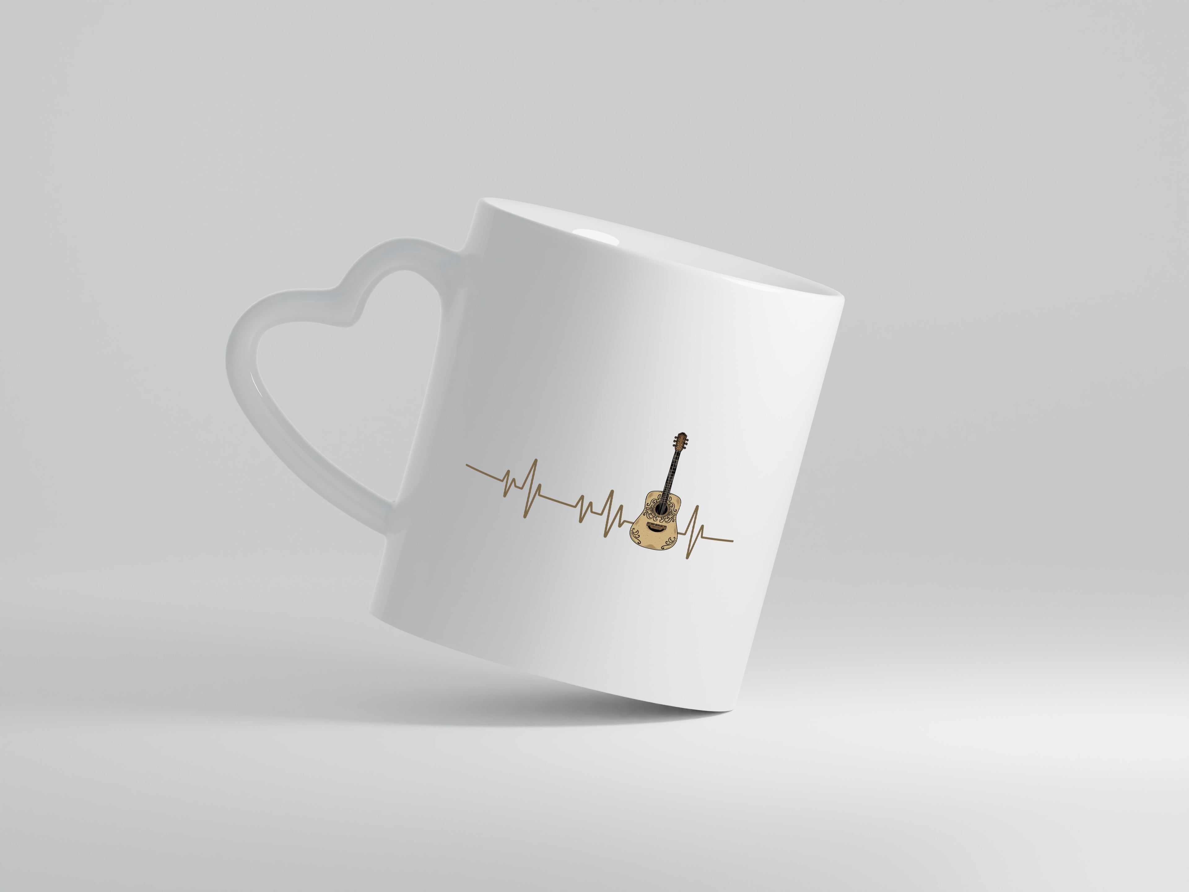 Gitarre Herzschlag | Motiv Musiker | Rock Musik - Herzhenkel Tasse - Kaffeetasse / Geschenk / Familie