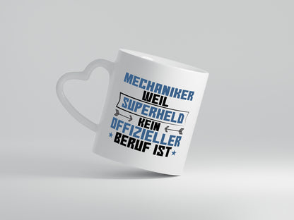 Superheld Mechaniker | KFZ | Werkstatt - Herzhenkel Tasse - Kaffeetasse / Geschenk / Familie