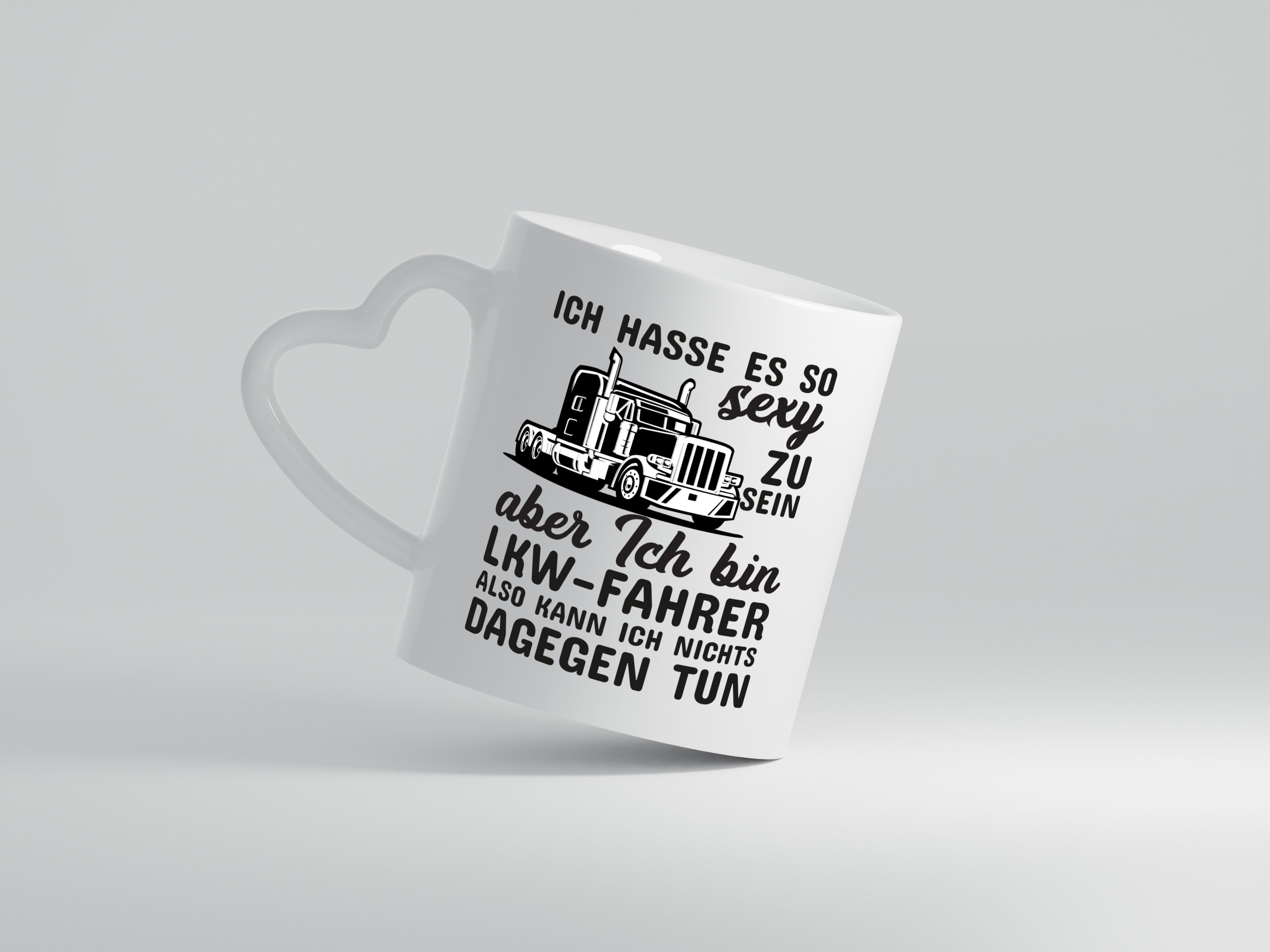 LKW-Fahrer Humor | Tasse Berufsfahrer | witziger Spruch - Herzhenkel Tasse - Kaffeetasse / Geschenk / Familie