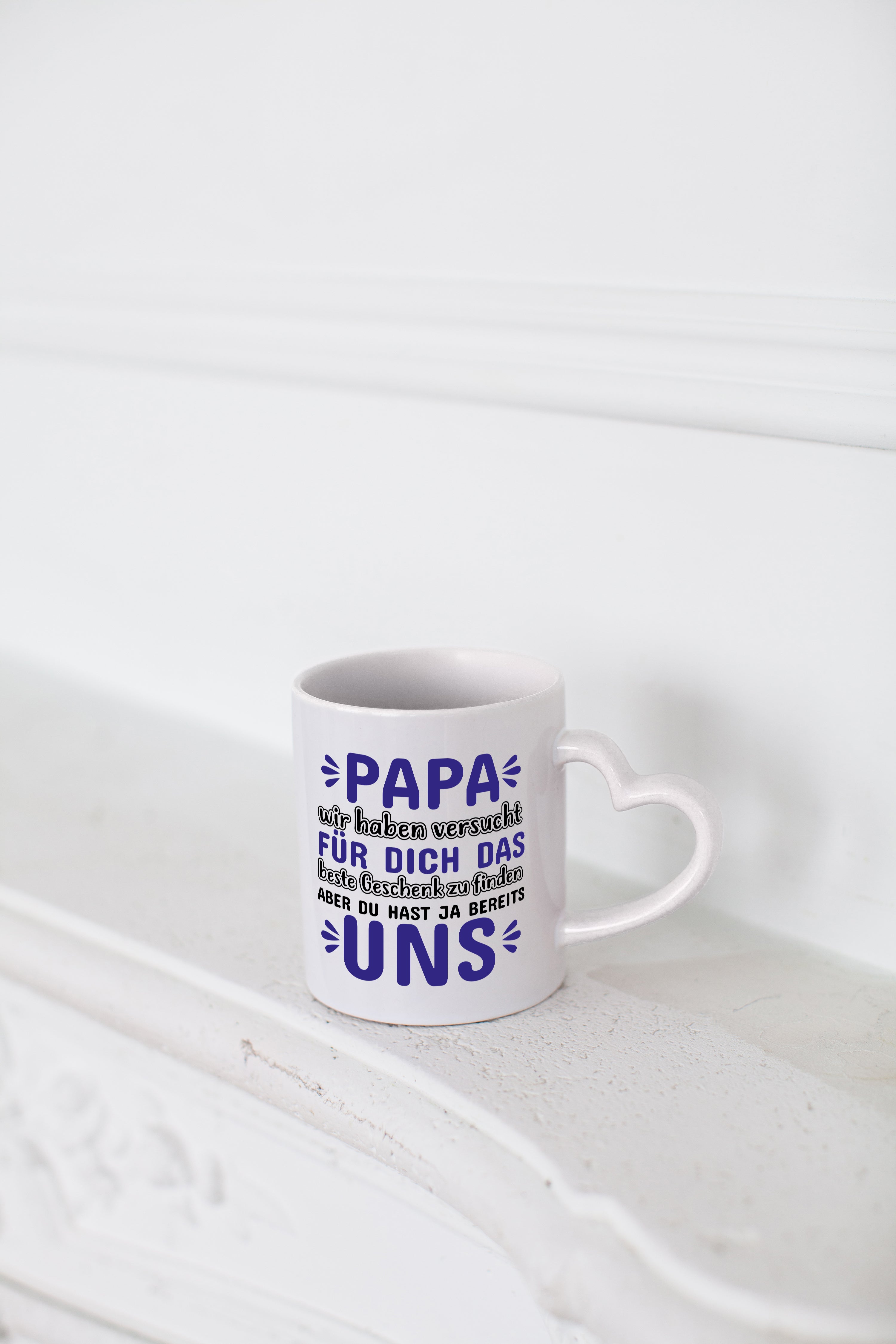 Papa Tasse | Spruch Vater | Kinder Humor | Vatertag - Herzhenkel Tasse - Kaffeetasse / Geschenk / Familie