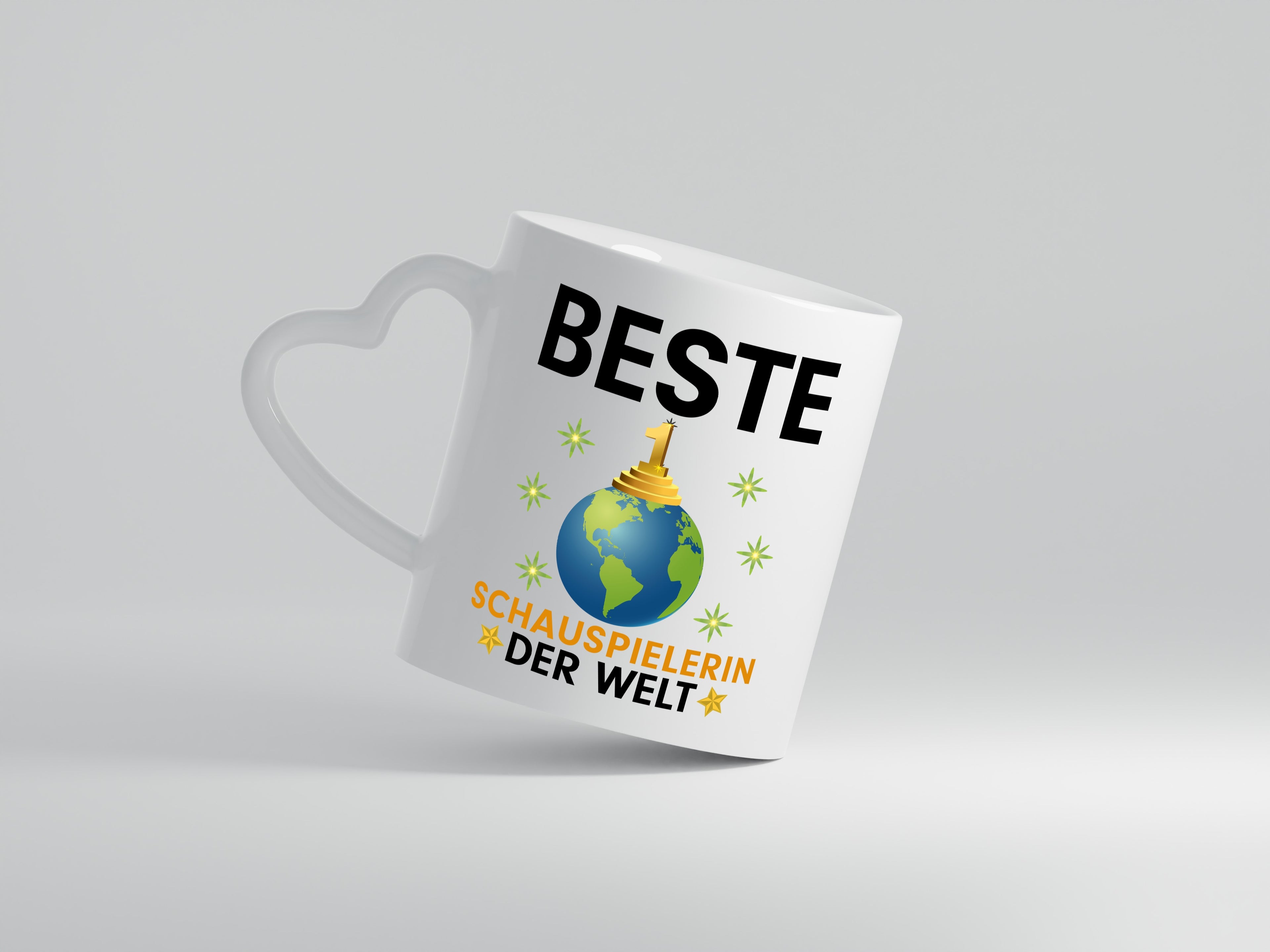 Welt Beste Schauspielerin | Theater - Herzhenkel Tasse - Kaffeetasse / Geschenk / Familie
