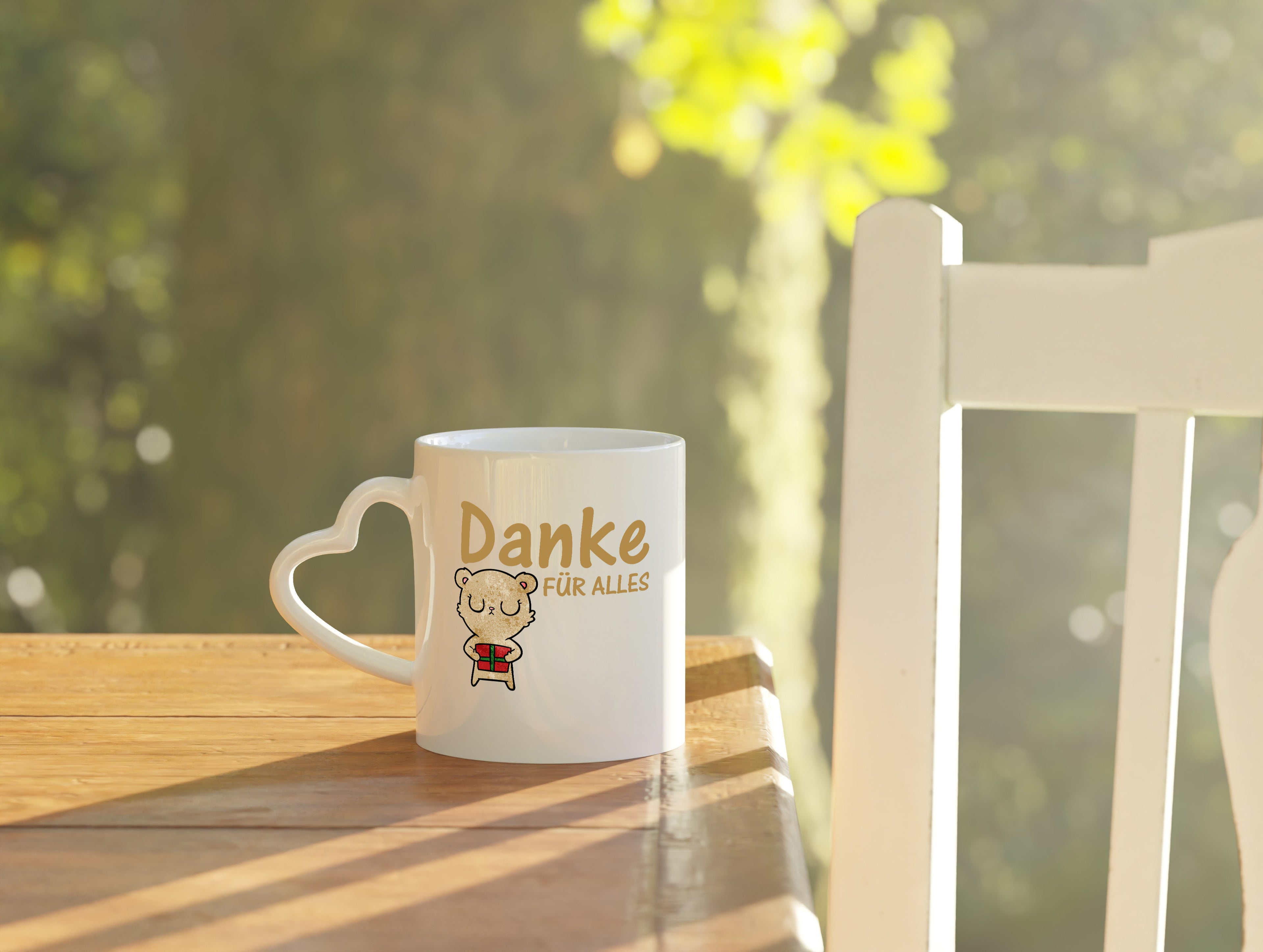 Danke für Alles | Dankeschön Spruch | Bär | Mitbringsel - Herzhenkel Tasse - Kaffeetasse / Geschenk / Familie